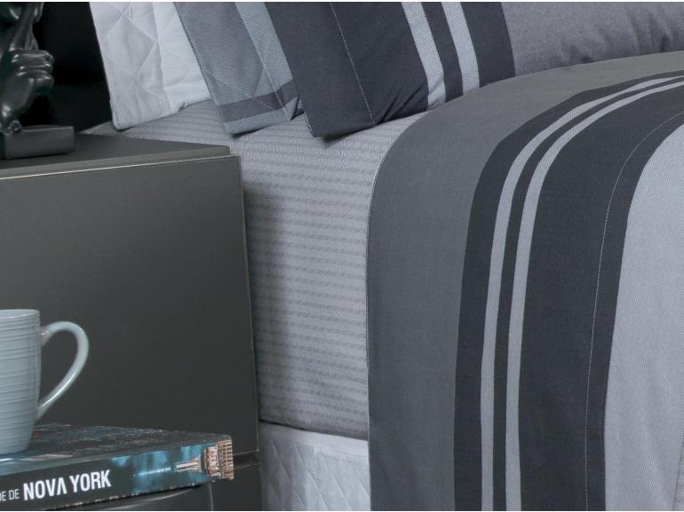 Jogo de Cama Solteiro Percal 200 fios - Gregor Cinza- Dui Design