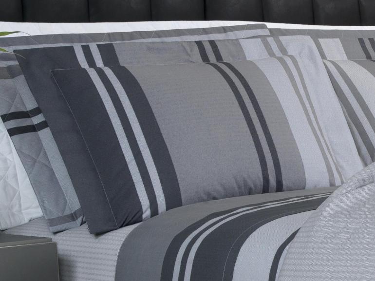Jogo de Cama Solteiro Percal 200 fios - Gregor Cinza- Dui Design