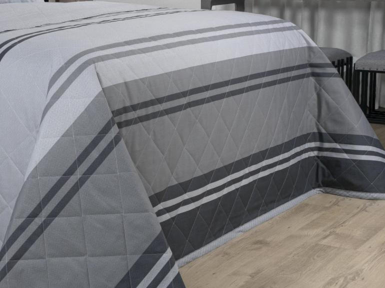 Kit: 1 Cobre-leito Solteiro + 1 Porta-travesseiro Percal 200 fios - Gregor Cinza- Dui Design