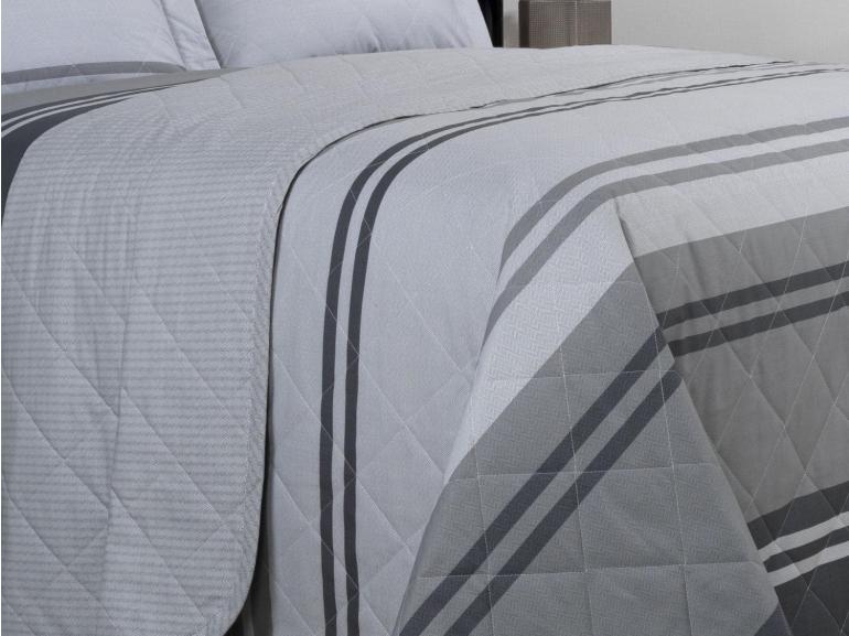 Kit: 1 Cobre-leito Solteiro + 1 Porta-travesseiro Percal 200 fios - Gregor Cinza- Dui Design