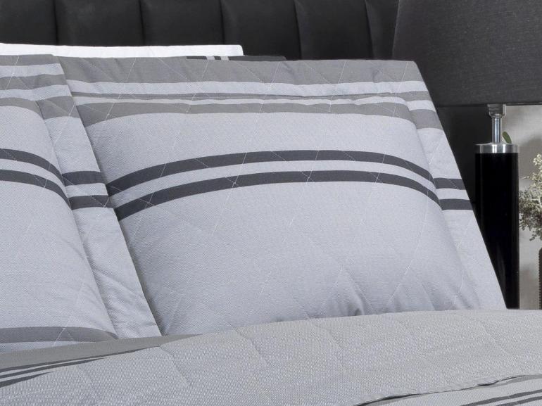 Kit: 1 Cobre-leito Solteiro + 1 Porta-travesseiro Percal 200 fios - Gregor Cinza- Dui Design