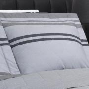 Kit: 1 Cobre-leito Solteiro + 1 Porta-travesseiro Percal 200 fios - Gregor Cinza- Dui Design