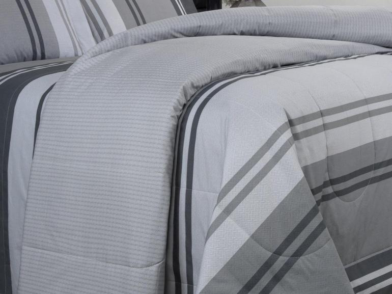 Edredom Solteiro Percal 200 fios - Gregor Cinza- Dui Design