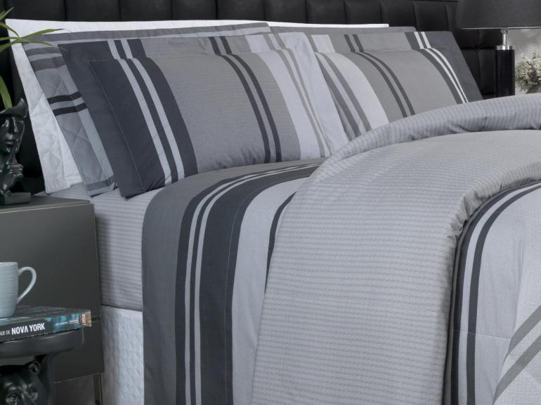 Edredom Solteiro Percal 200 fios - Gregor Cinza- Dui Design