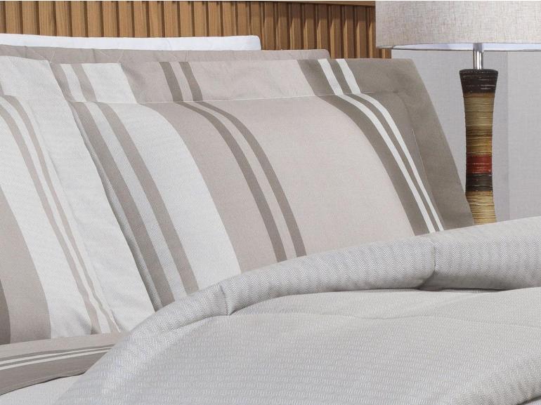 Jogo de Cama Queen Percal 200 fios - Gregor Taupe - Dui Design