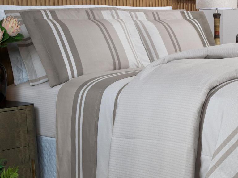 Jogo de Cama Queen Percal 200 fios - Gregor Taupe - Dui Design
