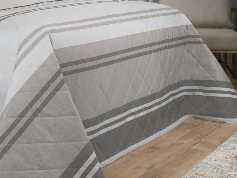 Kit: 1 Cobre-leito King + 2 Porta-travesseiros Percal 200 fios - Gregor Taupe - Dui Design