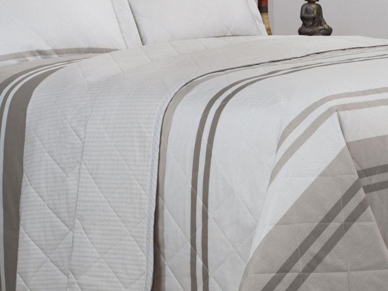 Kit: 1 Cobre-leito King + 2 Porta-travesseiros Percal 200 fios - Gregor Taupe - Dui Design