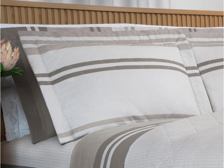 Kit: 1 Cobre-leito King + 2 Porta-travesseiros Percal 200 fios - Gregor Taupe - Dui Design