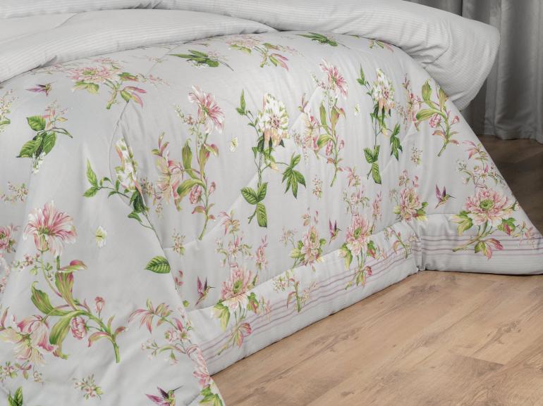 Jogo de Cama Casal Cetim 300 fios - Greice Kelly Cinza - Dui Design
