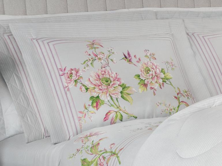 Jogo de Cama Casal Cetim 300 fios - Greice Kelly Cinza - Dui Design