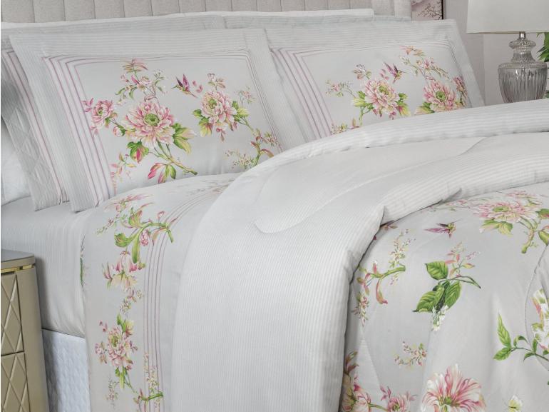 Jogo de Cama Casal Cetim 300 fios - Greice Kelly Cinza - Dui Design