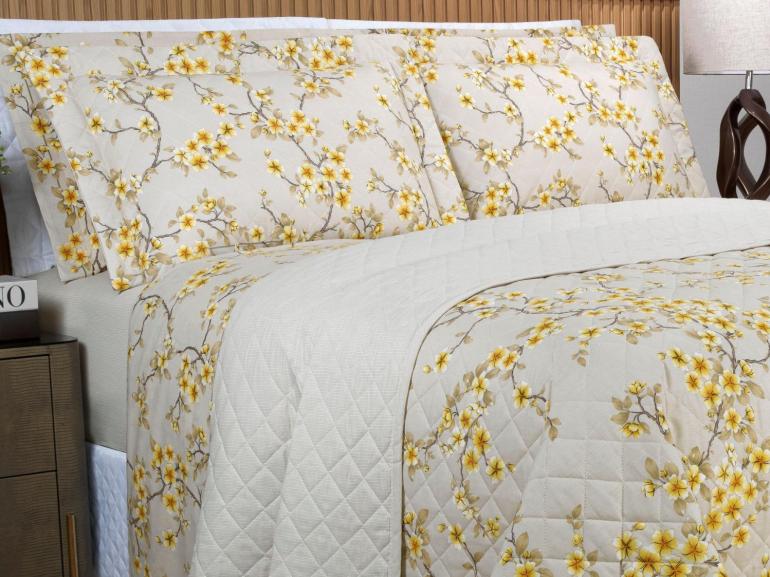 Kit: 1 Cobre-leito Queen + 2 Porta-travesseiros 150 fios - Hanami S�phia - Dui Design