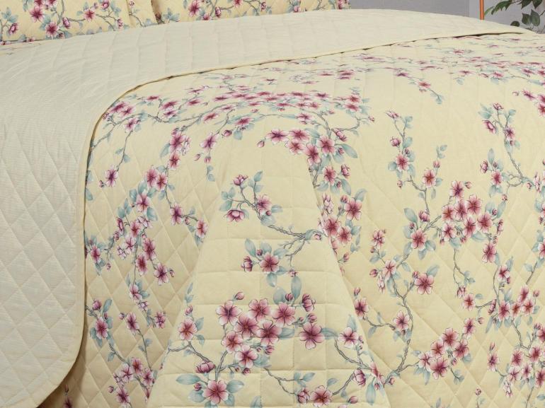 Kit: 1 Cobre-leito Queen + 2 Porta-travesseiros 150 fios - Hanami Vintage - Dui Design