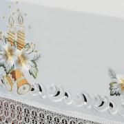 Toalha de Mesa Natal com Bordado Richelieu Quadrada 4 Lugares 160x160cm - Harmonia Branco - Dui Design
