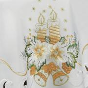 Toalha de Mesa Natal com Bordado Richelieu Redonda 180cm - Harmonia Branco - Dui Design