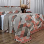 Kit: 1 Cobre-leito Casal Bouti de Microfibra Ultrasonic Estampada + 2 Porta-travesseiros - Harry Taupe - Dui Design