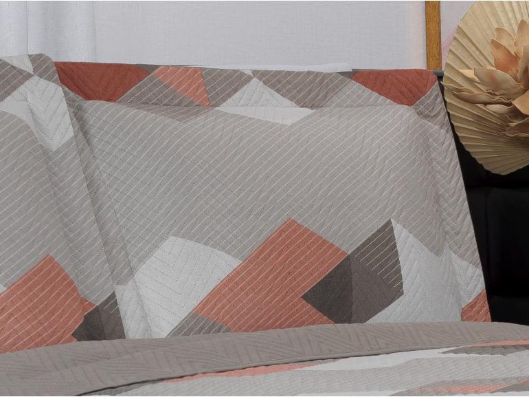 Kit: 1 Cobre-leito Casal Bouti de Microfibra Ultrasonic Estampada + 2 Porta-travesseiros - Harry Taupe - Dui Design