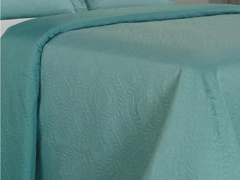 Kit: 1 Cobre-leito Casal Bouti de Microfibra Ultrasonic + 2 Porta-travesseiros - Haven Turquesa - Dui Design