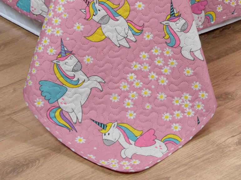 Kit: 1 Cobre-leito Solteiro Kids Bouti de Microfibra PatchWork Ultrasonic + 1 Porta-travesseiro - Hello Uni - Dui Design