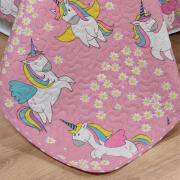 Kit: 1 Cobre-leito Solteiro Kids Bouti de Microfibra PatchWork Ultrasonic + 1 Porta-travesseiro - Hello Uni - Dui Design