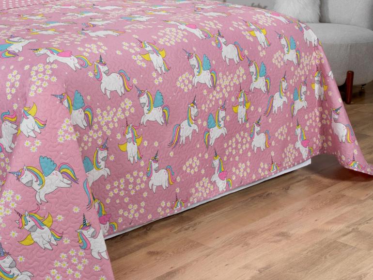 Kit: 1 Cobre-leito Solteiro Kids Bouti de Microfibra PatchWork Ultrasonic + 1 Porta-travesseiro - Hello Uni - Dui Design