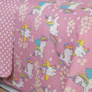 Kit: 1 Cobre-leito Solteiro Kids Bouti de Microfibra PatchWork Ultrasonic + 1 Porta-travesseiro - Hello Uni - Dui Design