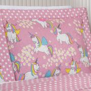 Kit: 1 Cobre-leito Solteiro Kids Bouti de Microfibra PatchWork Ultrasonic + 1 Porta-travesseiro - Hello Uni - Dui Design