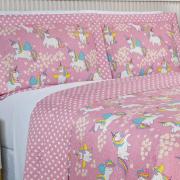 Kit: 1 Cobre-leito Solteiro Kids Bouti de Microfibra PatchWork Ultrasonic + 1 Porta-travesseiro - Hello Uni - Dui Design