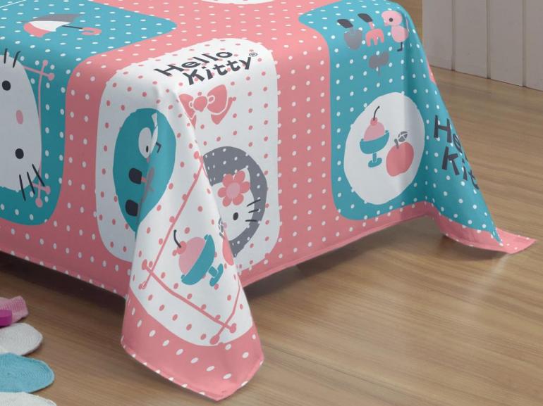 Jogo de Cama Solteiro Infantil 150 fios 100% Algodo - Hello Kitty - Lepper