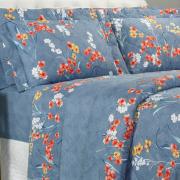 Kit: 1 Cobre-leito King + 2 Porta-travesseiros Percal 180 fios - Hilary Azul - Dui Design