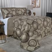 Kit: 1 Cobre-leito King Bouti de Microfibra Ultrasonic Estampada + 2 Porta-travesseiros - Hogan Castanho - Dui Design