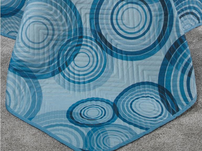 Kit: 1 Cobre-leito Casal Bouti de Microfibra Ultrasonic Estampada + 2 Porta-travesseiros - Hogan Azul Indigo - Dui Design