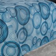 Kit: 1 Cobre-leito Casal Bouti de Microfibra Ultrasonic Estampada + 2 Porta-travesseiros - Hogan Azul Indigo - Dui Design