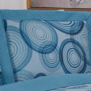 Kit: 1 Cobre-leito Casal Bouti de Microfibra Ultrasonic Estampada + 2 Porta-travesseiros - Hogan Azul Indigo - Dui Design