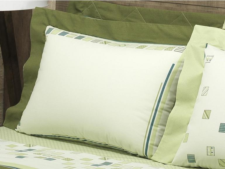 Kit: 1 Cobre-leito Casal + 2 Porta-travesseiros Percal 200 fios 100% Algodo - caro Verde - Dui Design