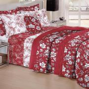 Jogo de Cama Casal 150 fios 100% Algodo - Illume Vermelho (Linha Ouro) - Santista