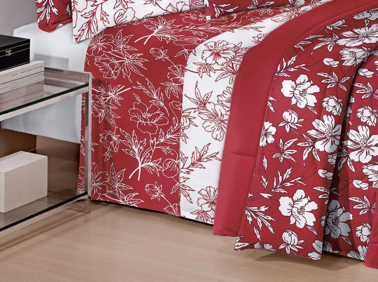 Jogo de Cama Casal 150 fios 100% Algodo - Illume Vermelho (Linha Ouro) - Santista