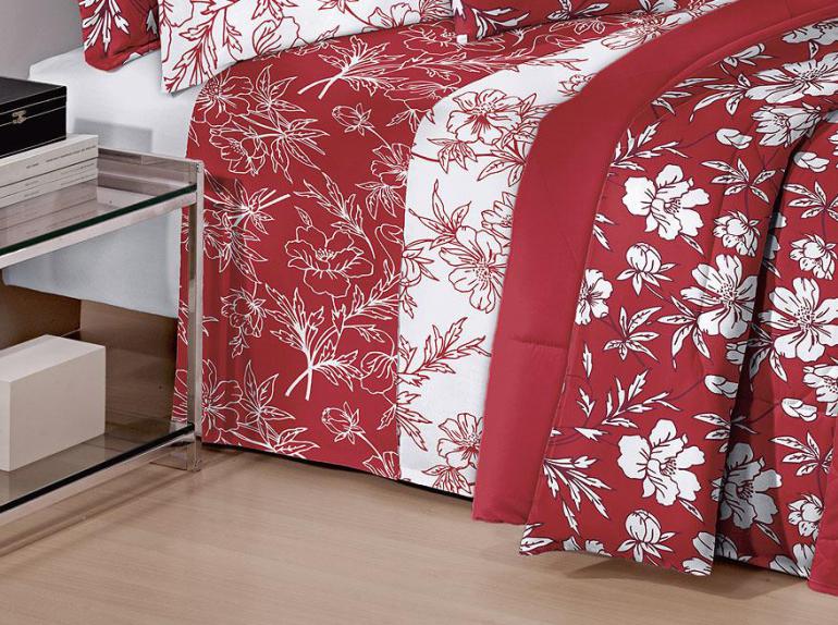 Edredom Solteiro 150 Fios 100% Algodo - Illume Vermelho - Santista