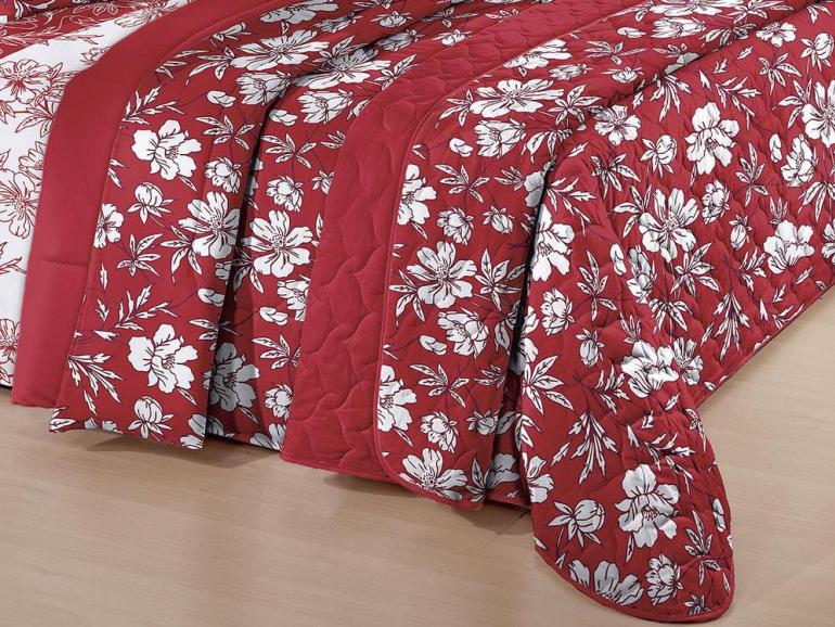 Jogo de Cama Casal 150 fios 100% Algodo - Illume Vermelho (Linha Ouro) - Santista