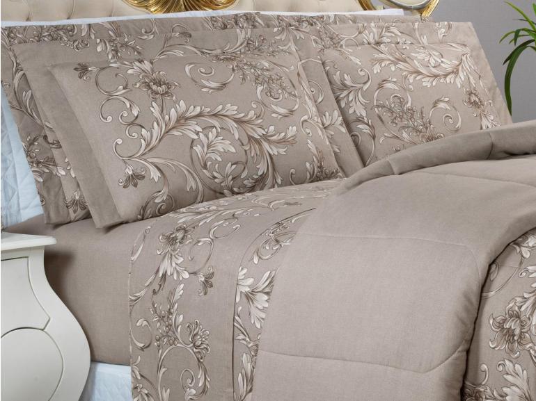 Jogo de Cama Queen Percal 180 fios - Imperiale Bege - Dui Design