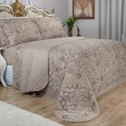 Kit: 1 Cobre-leito King + 2 Porta-travesseiros Percal 180 fios - Imperiale Bege - Dui Design