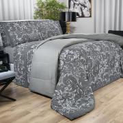 Enxoval King com Edredom 5 peas Percal 180 fios - Imperiale Cinza - Dui Design