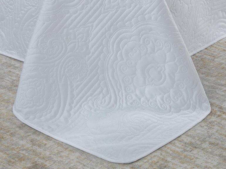 Kit: 1 Cobre-leito Casal Bouti de Microfibra Ultrasonic + 2 Porta-travesseiros - Imperio Branco - Dui Design