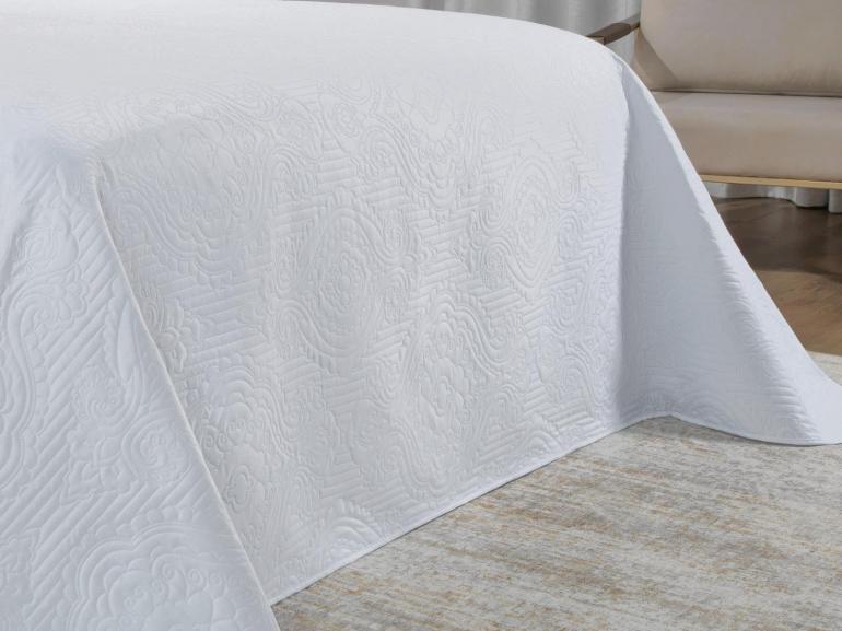 Kit: 1 Cobre-leito Casal Bouti de Microfibra Ultrasonic + 2 Porta-travesseiros - Imperio Branco - Dui Design