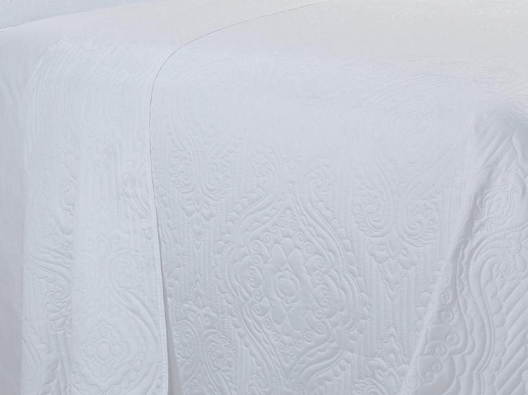 Kit: 1 Cobre-leito Casal Bouti de Microfibra Ultrasonic + 2 Porta-travesseiros - Imperio Branco - Dui Design