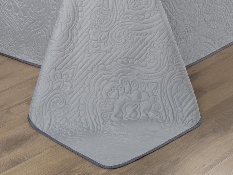 Kit: 1 Cobre-leito King Bouti de Microfibra Ultrasonic + 2 Porta-travesseiros - Império Cinza - Dui Design