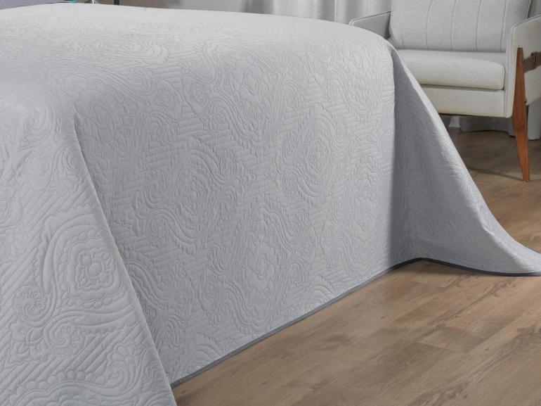 Kit: 1 Cobre-leito King Bouti de Microfibra Ultrasonic + 2 Porta-travesseiros - Império Cinza - Dui Design