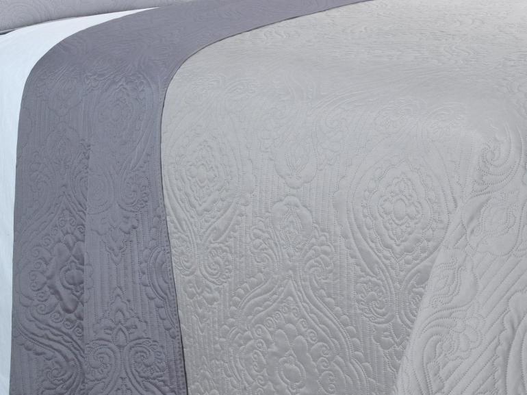 Kit: 1 Cobre-leito King Bouti de Microfibra Ultrasonic + 2 Porta-travesseiros - Império Cinza - Dui Design