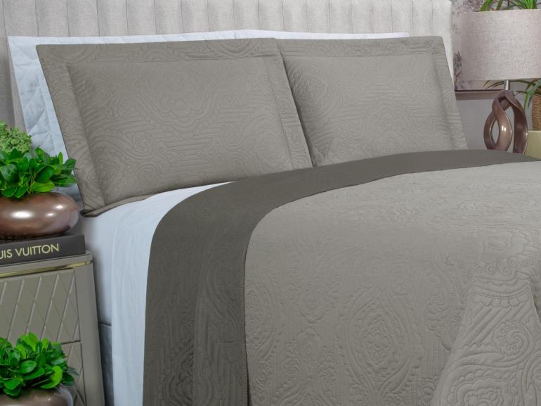 Kit: 1 Cobre-leito King Bouti de Microfibra Ultrasonic + 2 Porta-travesseiros - Império Stone - Dui Design